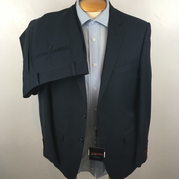 New laurentino mens suit blue nailhead 40s 100% wool 2 piece nwt 2 button ea0136